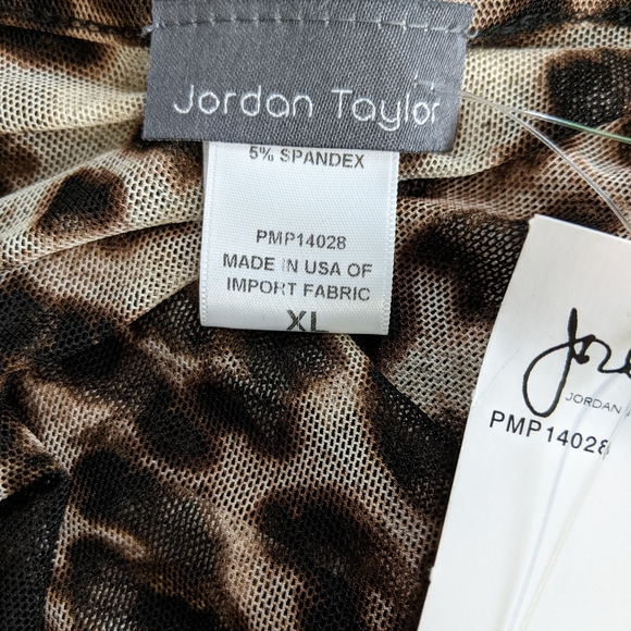 Jordan Taylor Cheetah Brown Sheer Long Sleeve Top XL - Picture 13 of 13